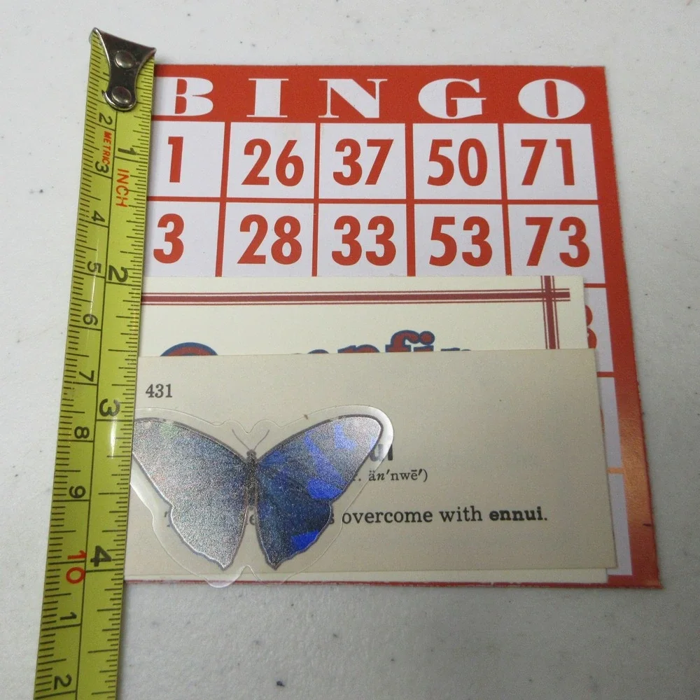 Vintage Ephemera Lot Bingo Card Campfire Marshmallows Dictionary Butterfly Craft